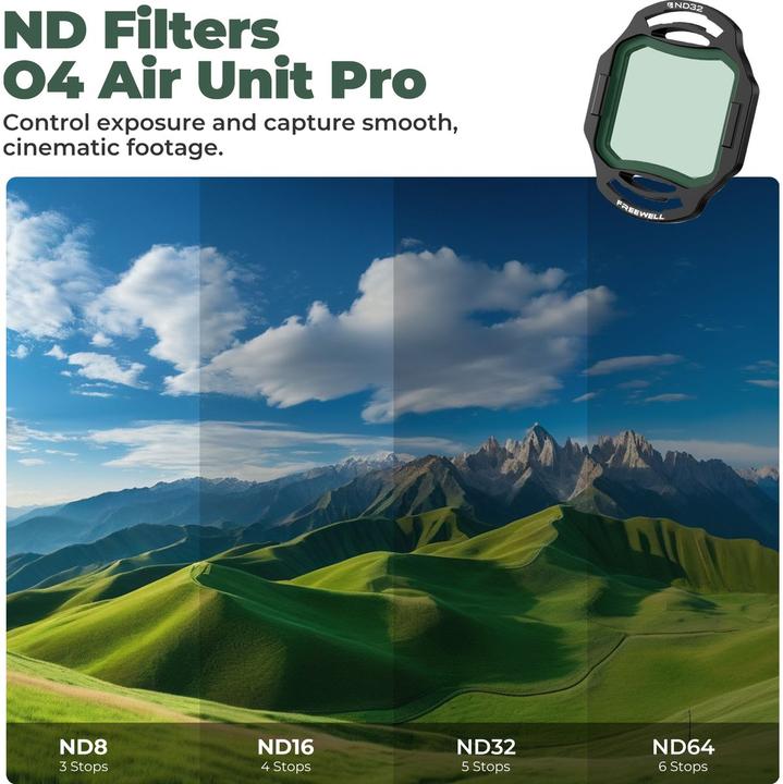 Actual product image Freewell ND Filters 4Pack ND8, ND16,ND32, ND64 (Drone filters, DJI Avata 2)