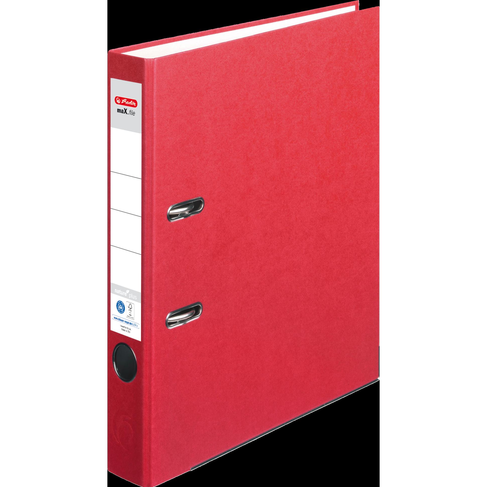 Thumbnail - Herlitz, Ordner, Ordner maX.file nature plus, Rückenbr.: 50 mm, rot DIN A4, Spezialpapierbezug, Kantenschutz, aufgekl (A...