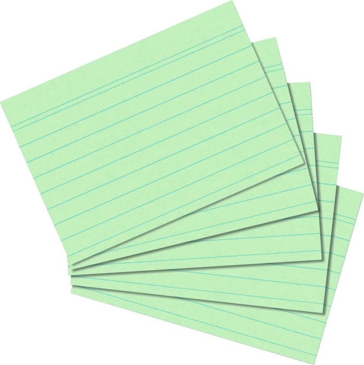 Herlitz Karteikarten, DIN A7, liniert, grün aus Papier, 170 g-qm, holzfrei, Linienfarbe: blau, doppelte (A7, 170 g/m², 100 x)