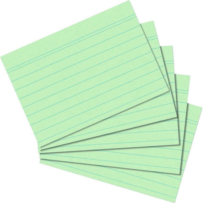 Herlitz, Karteikarten, Karteikarten, DIN A7, liniert, grün aus Papier, 170 g-qm, holzfrei, Linienfarbe: blau, doppelte (...