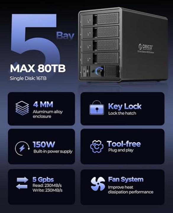 Produktbild Orico Festplatten Dockingstation, Externe USB 3.0 zu SATA Dualschacht Festplatten-Dockingstation für (3.5")