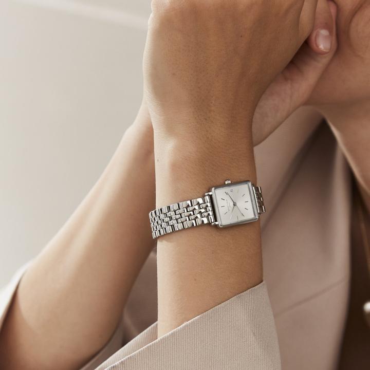 Produktbild Rosefield The Mini Boxy White Sunray Silver (Analoguhr, 22 mm)