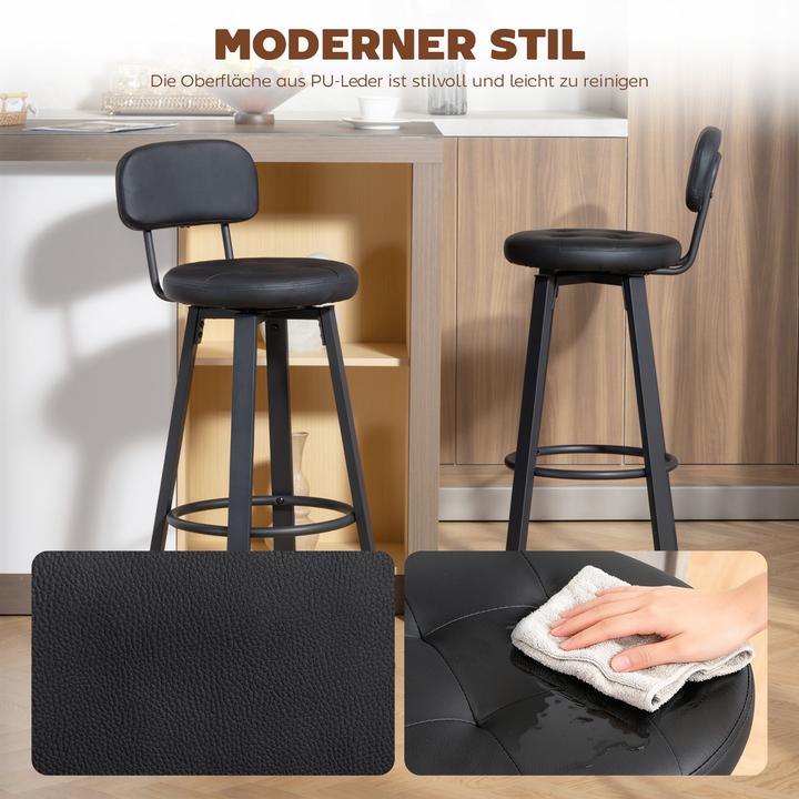 Produktbild Homcom Barhocker Kunstleder, Metall Schwarz