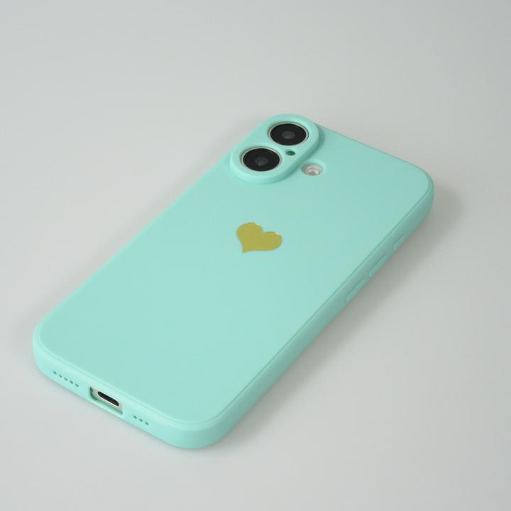 Actual product image PhoneLook Coque Silicone Mat Coeur doré Turquoise (Apple iPhone 16)