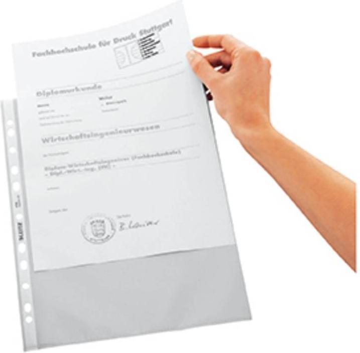 Produktbild Leitz Prospekthülle Standard, A4, PP, genarbt, 0,09 mm oben offen, dokumentenecht, Lochung: Euroloch (A4, 100 x)
