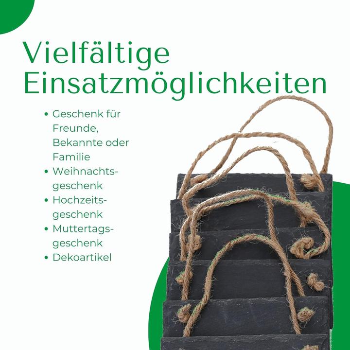 Produktbild Novaliv Schiefertafel zum Aufhängen mit Juteband Memotafel Kreidetafel Wandeko (2, 9 cm Tafel) (Wandtafel, 15 x 15 cm)