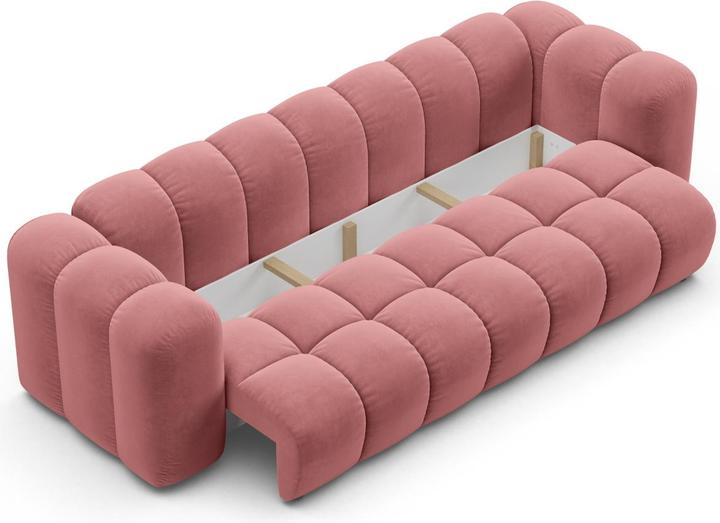 Actual product image Maison Heritage Velvet Sofa With Bed Function And Box, "Arden", 3 Seats, Flamingo, 253x102x70 Made in Europe (3-seater)