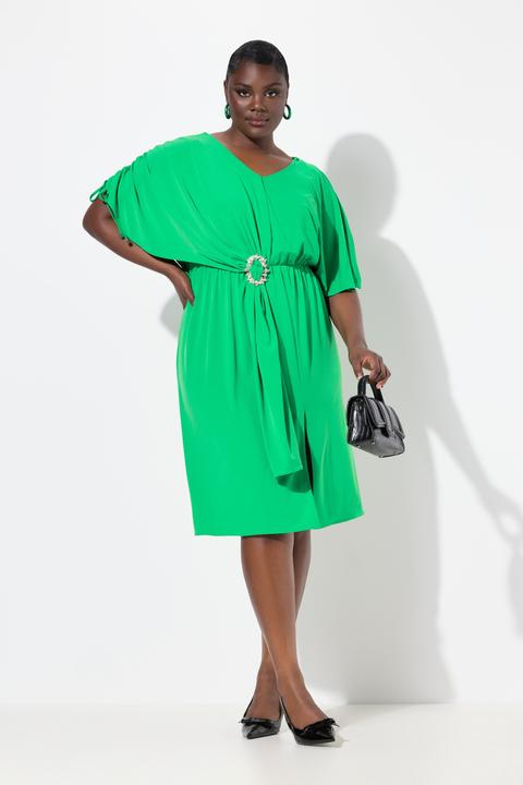 Produktbild Ulla Popken Midikleid, drapiert, Oversized, V-Ausschnitt, Halbarm (46, 48)