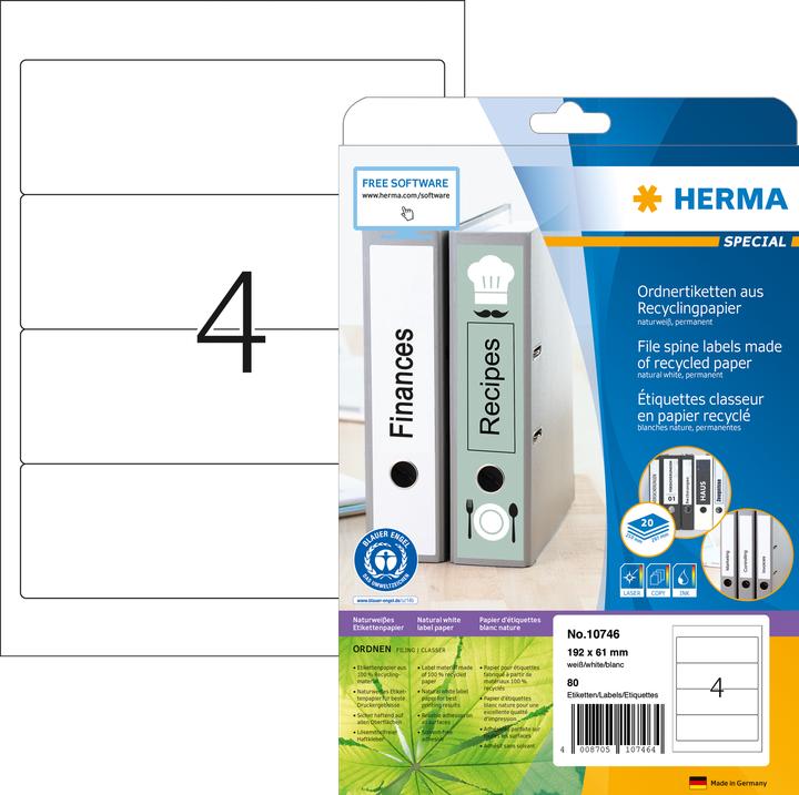 Actual product image HERMA Recycling folder labels A4