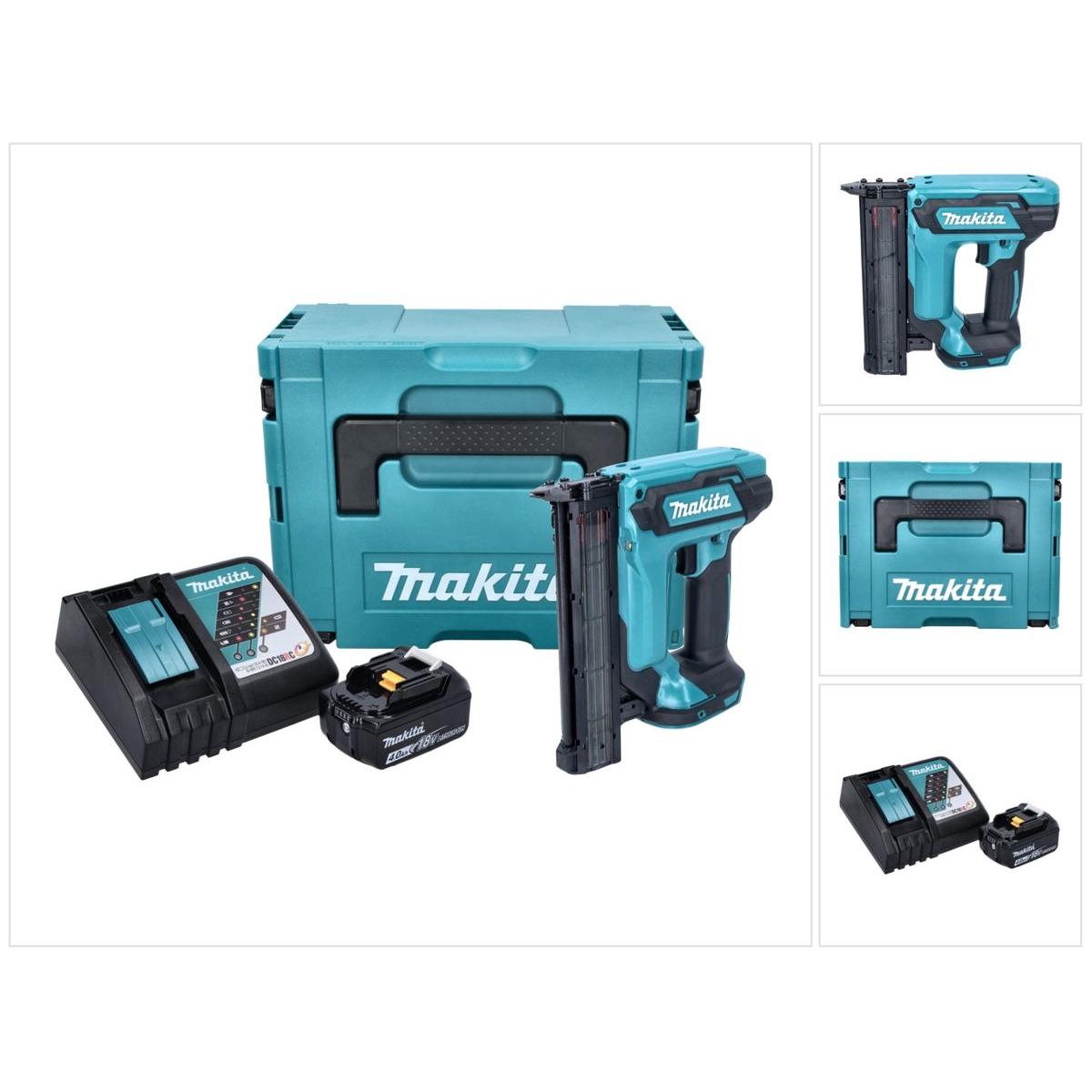 Makita, Tacker + Nagelpistole, DFN 350 RM1J Akku Stauchkopfnagler 18 V 15 - 35 mm + 1x Akku 4,0 Ah + Ladegerät + Makpac