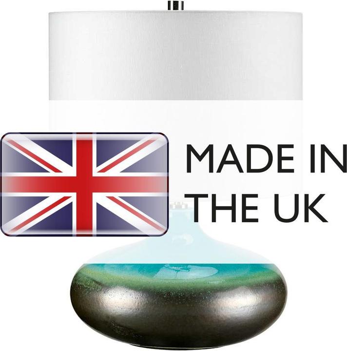 Produktbild Elstead Lighting Laguna Tischleuchte E27 48cm Türkis und Graphitglasur Weiss, Made in UK (E27)