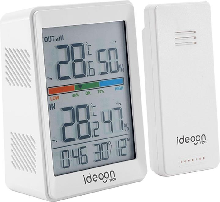 Ideoon Thermometer und Hygrometer für innen & aussen, inklusive Funk-Aussensensor