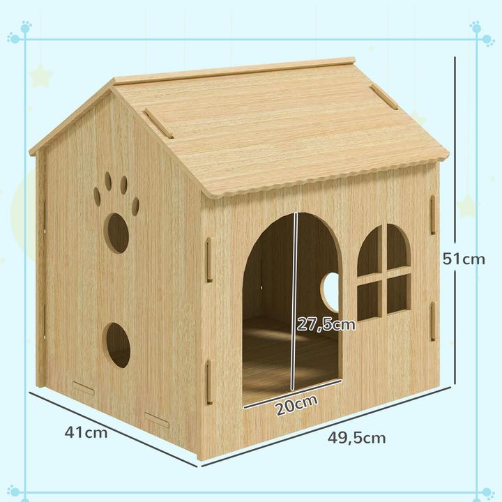 Produktbild PawHut Hundehütte MDF Eiche (Hundehütte)