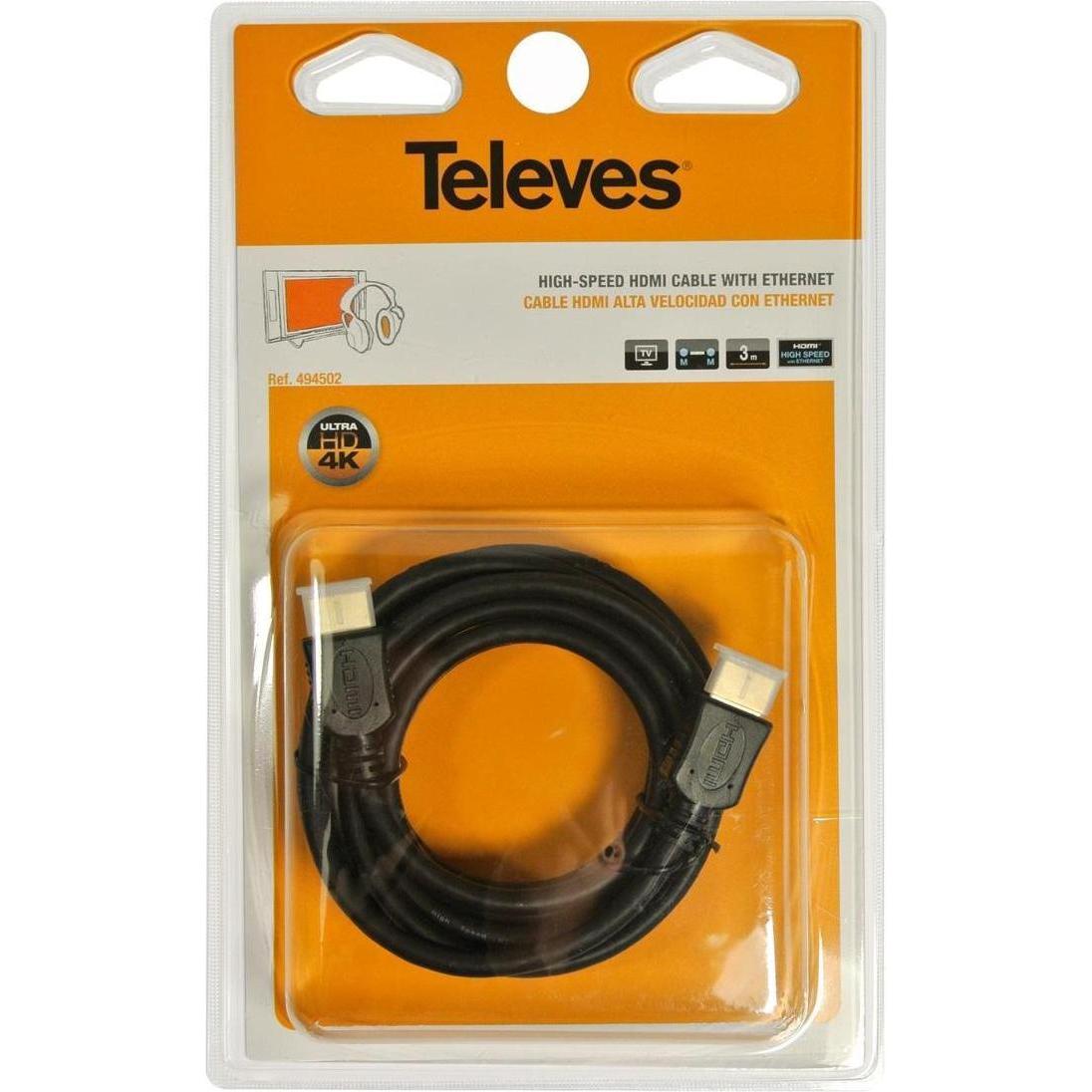 Thumbnail - Televes Preisner HDK300 HDMI-Kabel – HDMI Kabel (3 m, HDMI, HDMI) schwarz (3 m, HDMI), Video Kabel