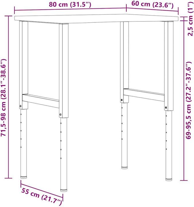 Actual product image vidaXL Werkbank (60 cm, 80 cm)
