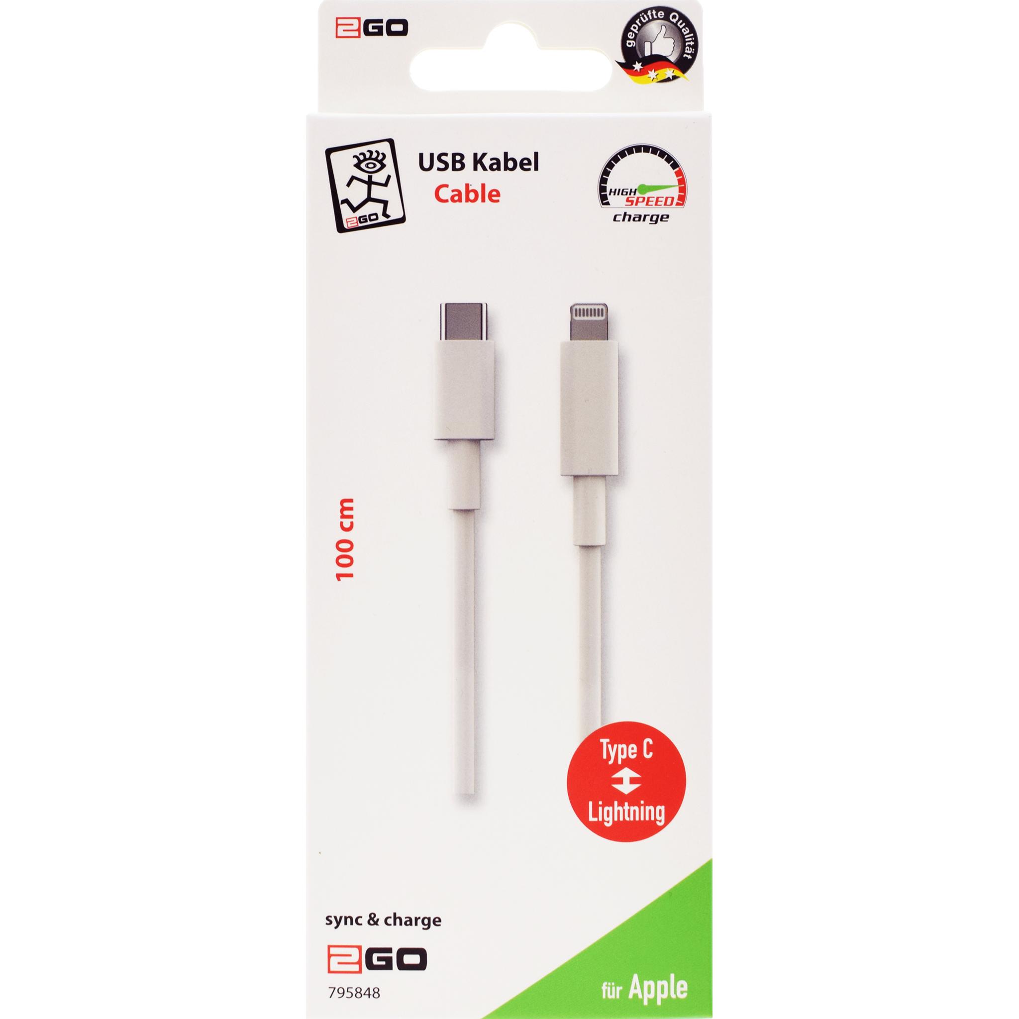Thumbnail - 2GO 795848 USB Kabel USB 3.2 Gen 1 (3.1 Gen 1) USB C Lightning (1 m, USB 3.2 Gen 1), USB Kabel