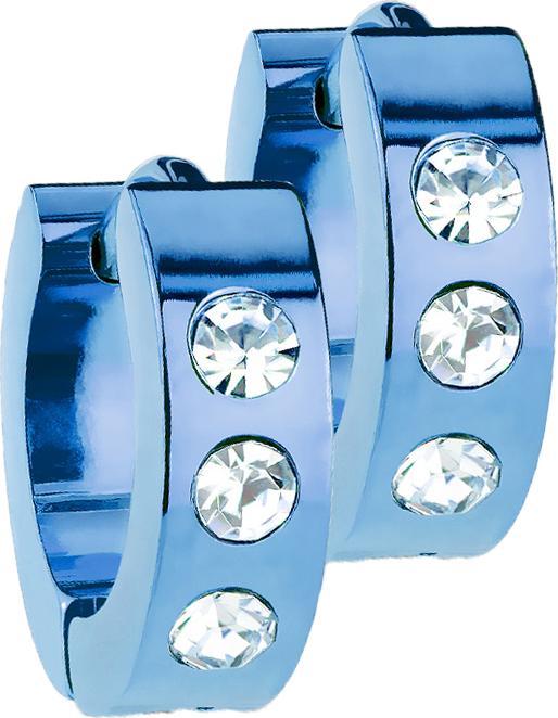 Produktbild Star Piercing Ohrring zum Klappen dunkelblau mit 3 Kristalle (ohne Messing, Chirurgenstahl 316L)