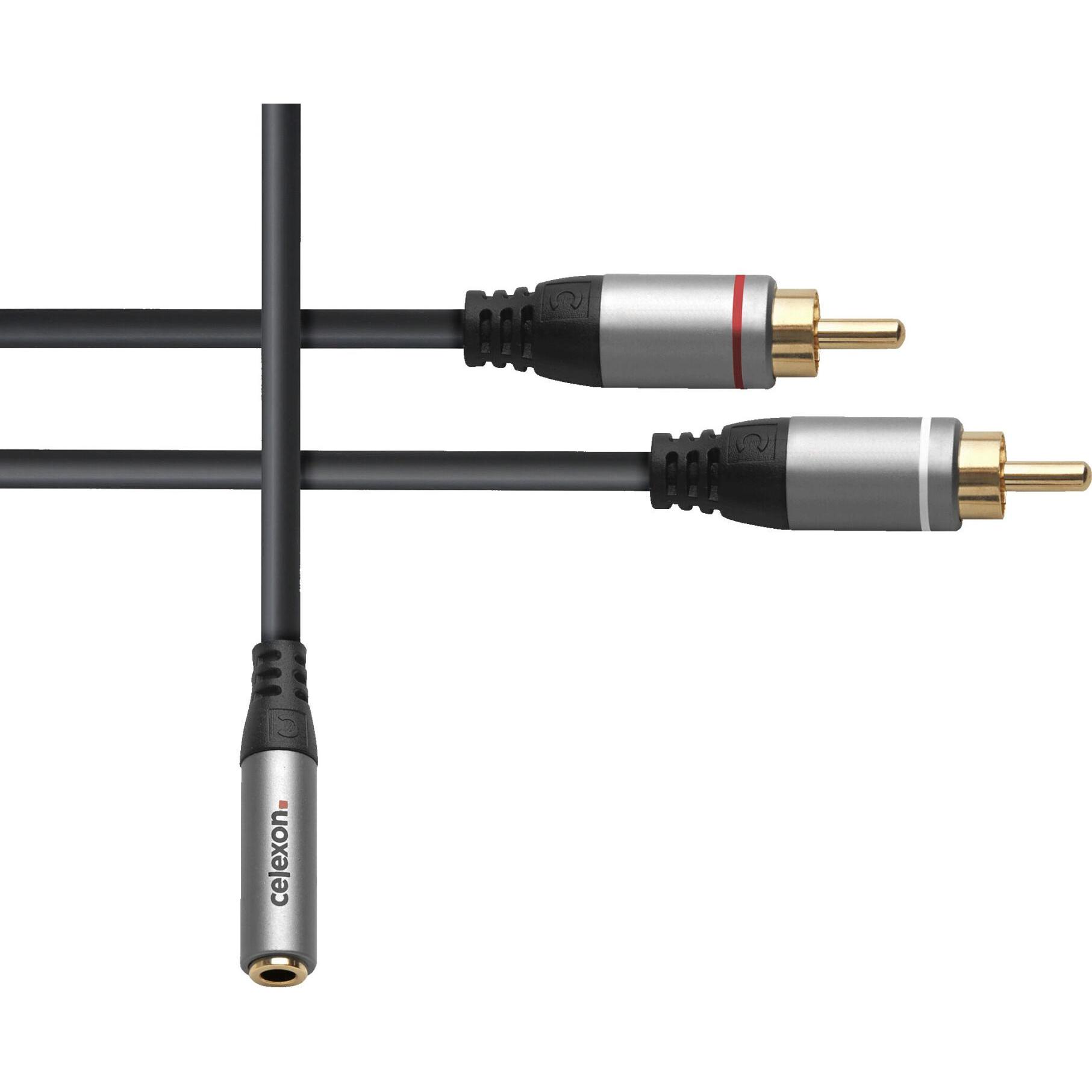 Thumbnail - Celexon 2x Cinch auf 3,5mm Stereo Klinke M/F Audioadapter 0,25m - Professional Line (0.25 m, Cinch), Audio Kabel