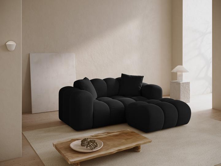 Actual product image Cosmopolitan Design Velvet Pouf, "Treno", 1 Seat, Black, 90x70x42 Made in Europe