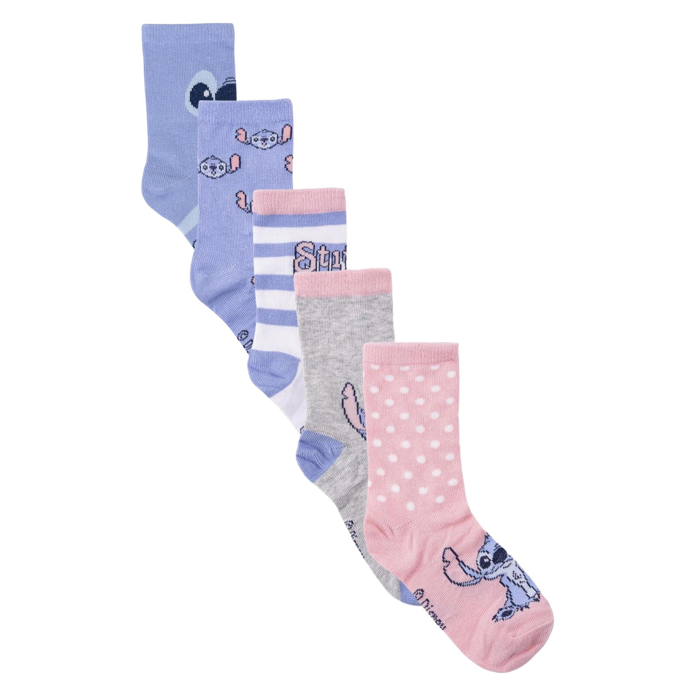 Disney, Mädchen, Socken, Socken Pack 5-teilig Stitch, Mehrfarbig, (5er Pack, 31 - 34)