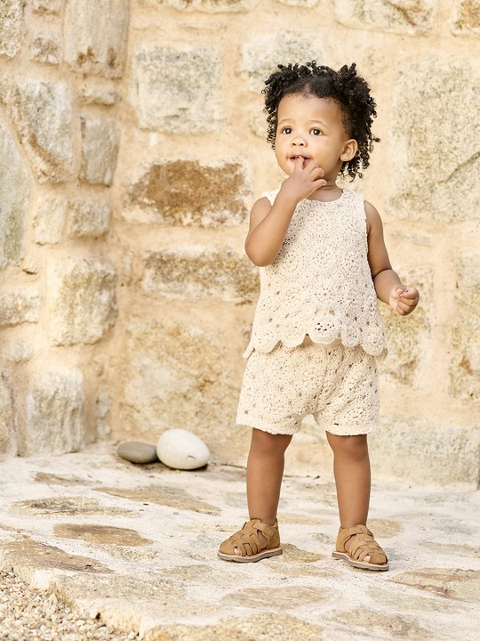 Produktbild Vertbaudet Mädchen Baby-Set: Top & Shorts aus Makramee (98)