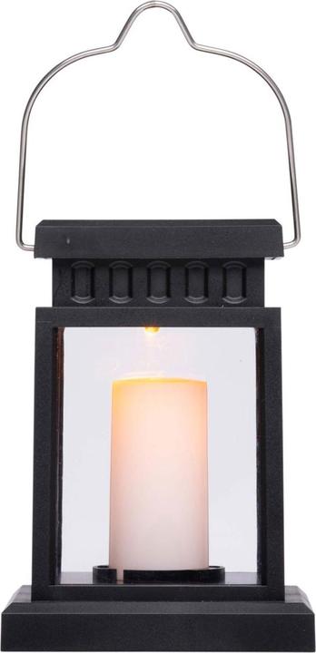 Grundig Solarlaterne mit Kerzenschein-Effekt, Gartenleuchte mit Henkel, schwarz (1 x)