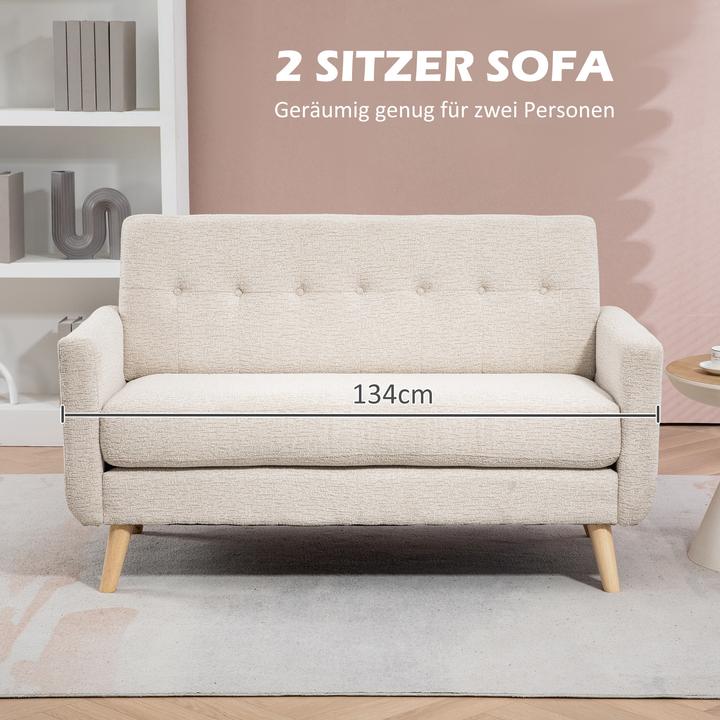 Produktbild Homcom 2 Sitzer Sofa Polyester, Mehrschichtplatte Beige (2-Sitzer)