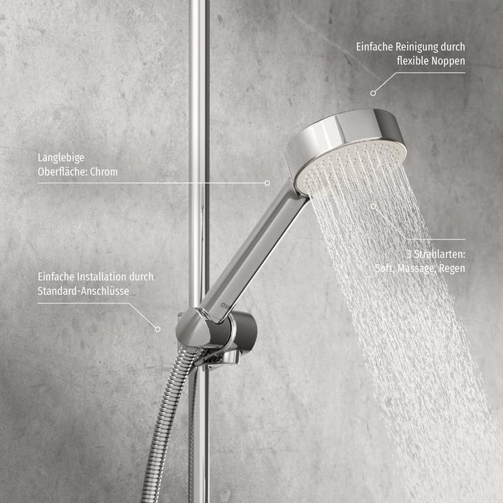 Produktbild Hansa Hansabasicjet Handbrause, Anti-Kalk-Technik, Durchmesser 95 mm, Eco-Durchfluss, 3-strahlig, 44 (3 Strahlarten, 18 l/min)