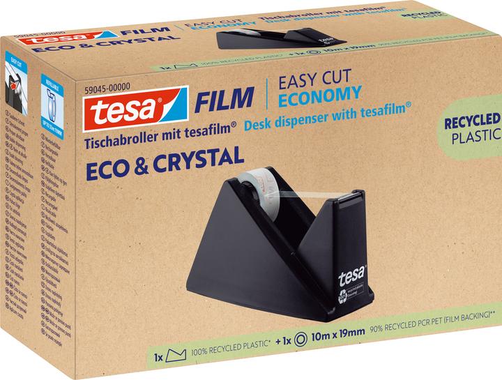 Actual product image tesa tesafilm® ECO & CRYSTAL adhesive film set with robust 10m:19mm incl. table dispenser