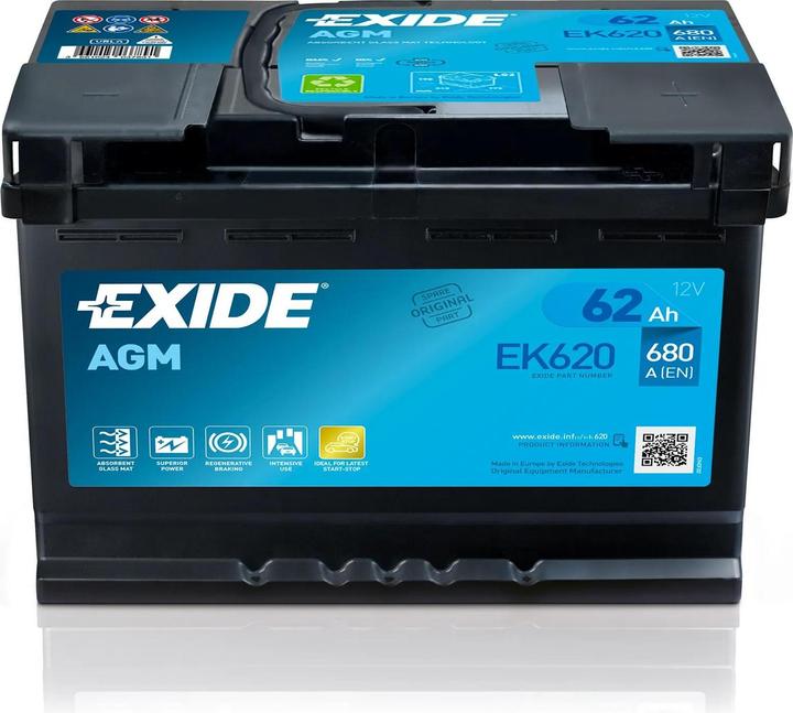 Exide EK620 (12 V, 62 Ah, 680 A)
