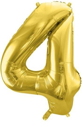 Actual product image Partydeco Foil balloon number balloon 4 gold - 66cm empty (1 x)