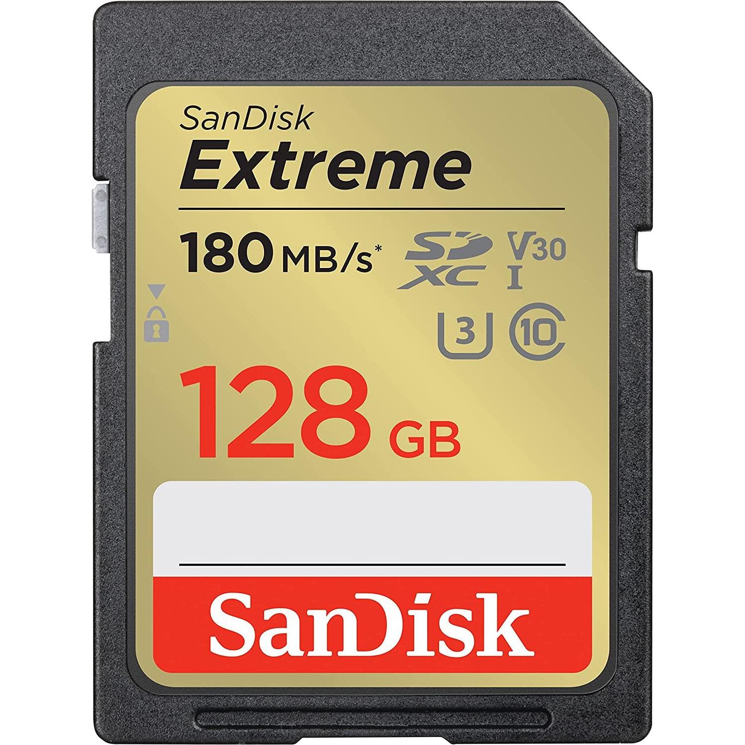 SanDisk Extreme (128 GB, SDXC, U3, UHS-I), Speicherkarte, Gold, Schwarz