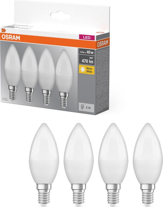 Actual product image Osram Base Classic B (E14, 5.70 W, 470 lm, 4 x, F)