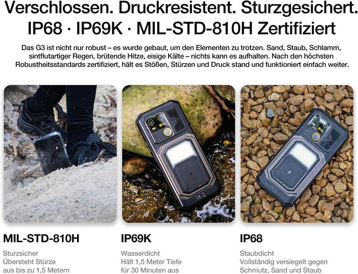 Actual product image AGM Outdoor smartphone with 5G, 6200mAh battery, IP68/IP69K waterproof, and 8GB RAM (128 GB, 6.53", 5G)