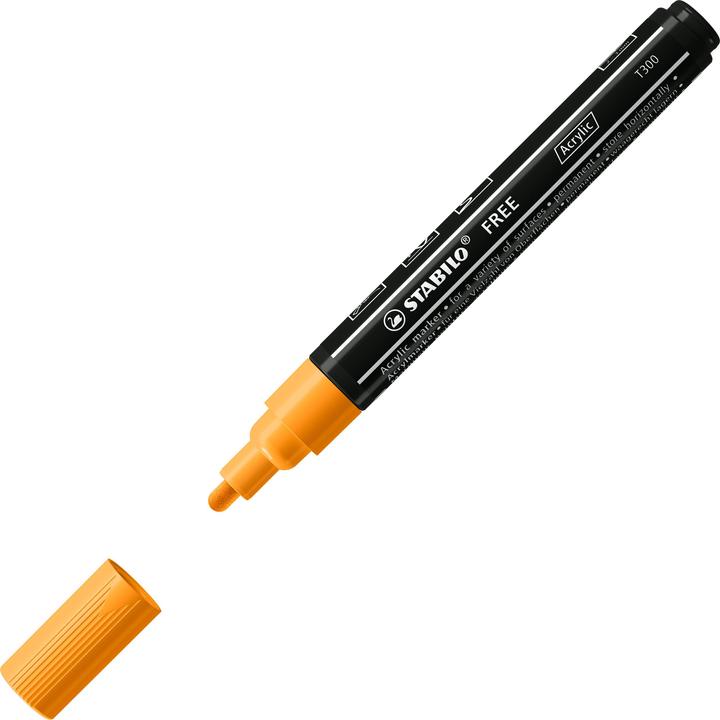 Produktbild STABILO Acrylmarker - FREE Acrylic - T300 Rundspitze 2-3mm - Einzelstift - orange (Orange, 3 mm, 1 x)