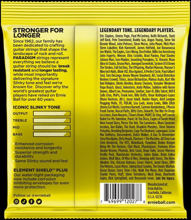 Valori nutrizionali e ingredienti Ernie Ball Paradigma Slinky (6 x, Chitarra elettrica, 0.05")