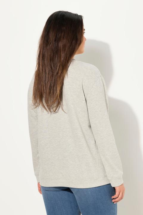 Produktbild Ulla Popken Sweatshirt, Frotteedruck, V-Ausschnitt, Langarm (46, 48)