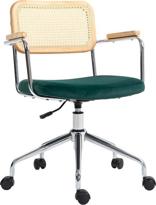 Produktbild Swisshandel24 Bürostuhl, Rattanoptik, Wippfunktion, Samtoptik, Grün (46 - 54 cm)