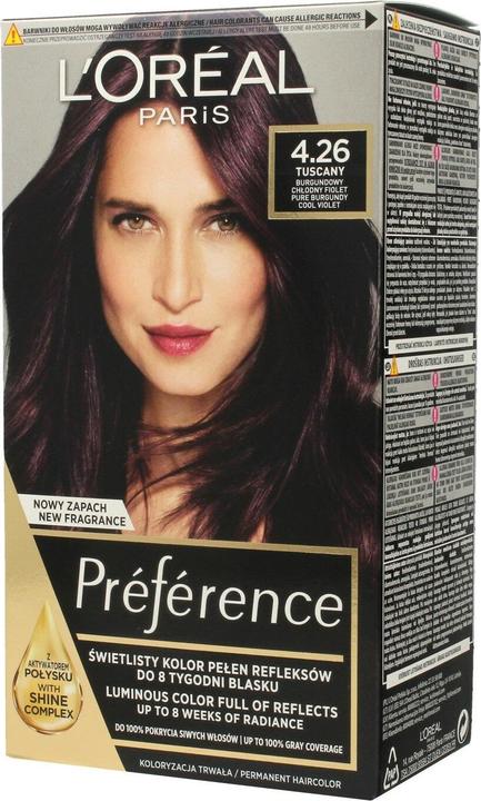 Actual product image Plum L'Oréal Preference Hair Dye 4.26 Deep Cool Purple (4.26 Midnight plum)