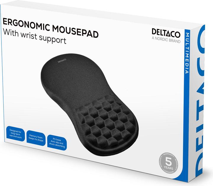 Immagine prodotto Deltaco Mousepad ergonomico con supporto per il polso