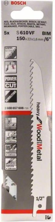 Actual product image Bosch Professional Zubehör PRO Multi Material Demolition S610VF blade, 1.6 x 22 x 150 mm, 5 pcs.