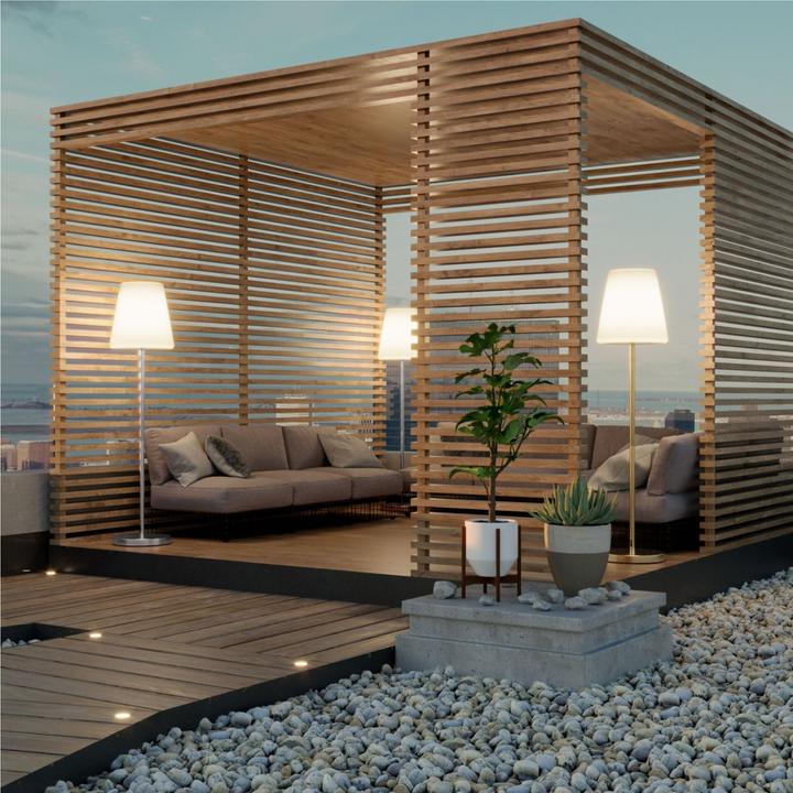 Immagine prodotto Newgarden LOLA SLIM 180 Lampada da terra a LED in ottone 180cm dimmerabile + controller E27 per interni ed (600 lm, E27, IP65)