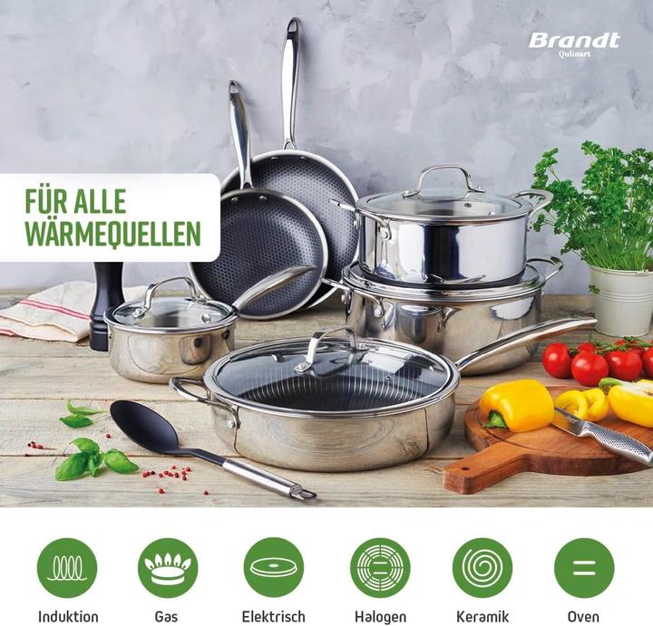 Produktbild Evok Qulinart by Brandt 194-019 Pfannen-Set 3teilig (Bratpfanne, Pfannenset + Topfset, Aluminium, Edelstahl)