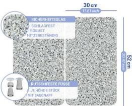 Image du produit Wenko Plaque de recouvrement en verre Universal Mod. Granit, set de 2 pièces pour tous les types de