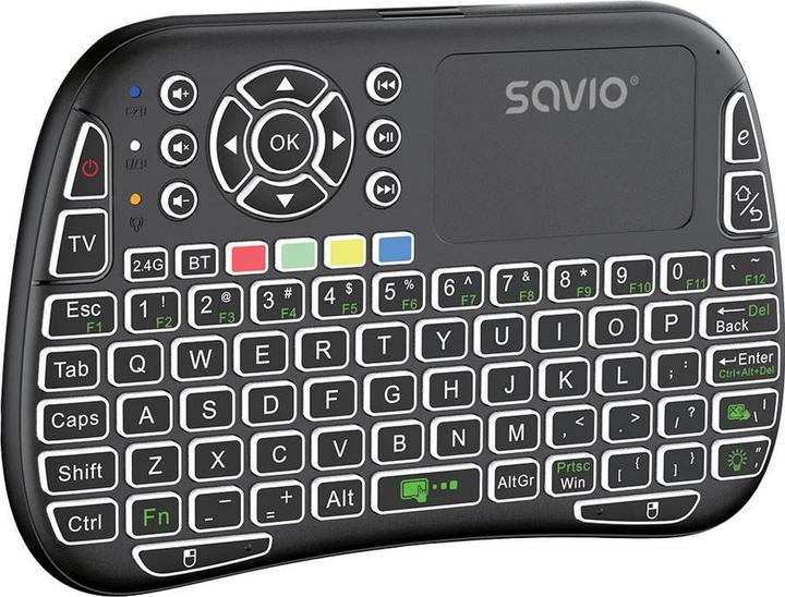Actual product image Savio KW-04 Backlit Wireless Keyboard RGB BT + 2 4 GHz TV Box Smart TV Consoles (US, Wireless)