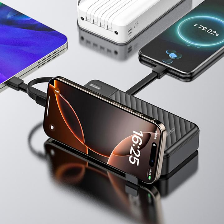 Actual product image Dudao K11 Pro 20000mAh Powerbank mit integrierten Kabeln - Schwarz (20000 mAh, 10 W)