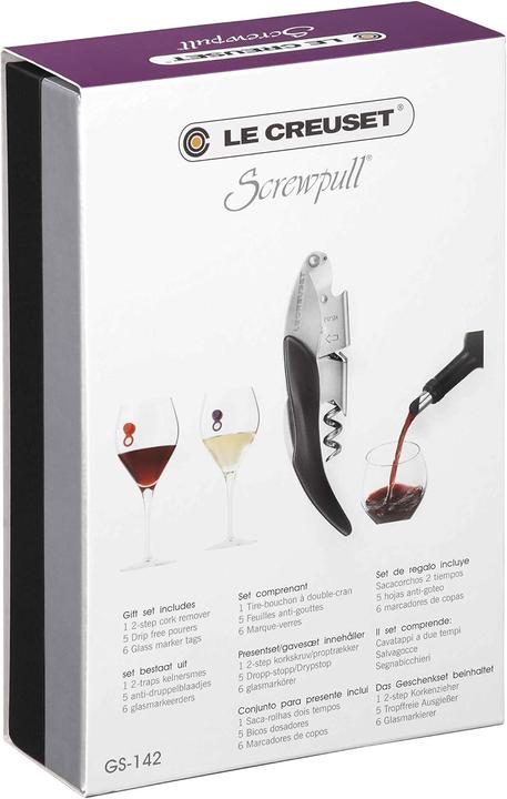 Le Creuset Geschenkset mit Kellnermesser und Weinzubehör (Weinausgiesser)
