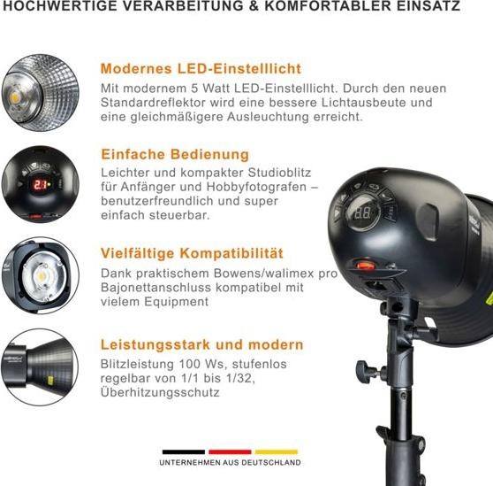 Actual product image Walimex pro Newcomer 100 Studio Flash II (100 W, Flash head)