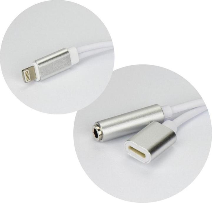 Immagine prodotto Partner Telecom Converter OEM Adapter AUX 2in1 Lightning (male) to Lightning (female) / Jack 3,5 mm (female) silver (Lightning, Jack da 3.5mm, Lightning)