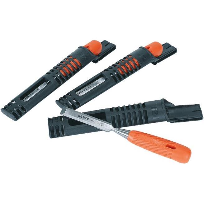 Bahco, Beitel + Handhobel, Stechbeitelsatz mit gummiertem Griff - dreiteilig/Kartonverpackung (25 mm)